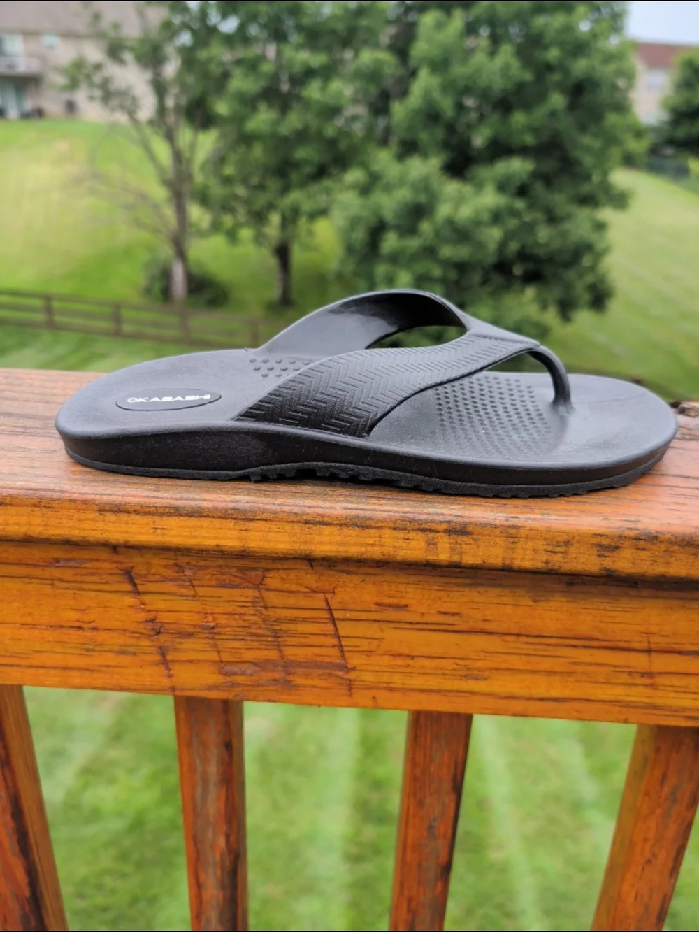 Okabashi Surf Flip Flop Sandals Black Sz Large (Mens' 7.5-8.5, Womens' 9.5-10.5)